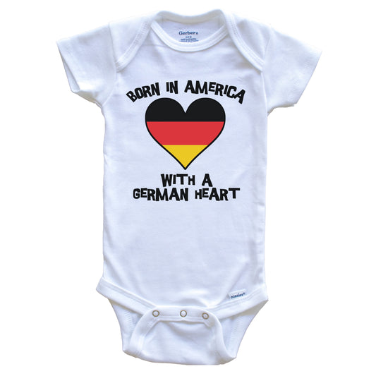 Born In America With A German Heart Baby Onesie Germany Flag Baby Bodysuit