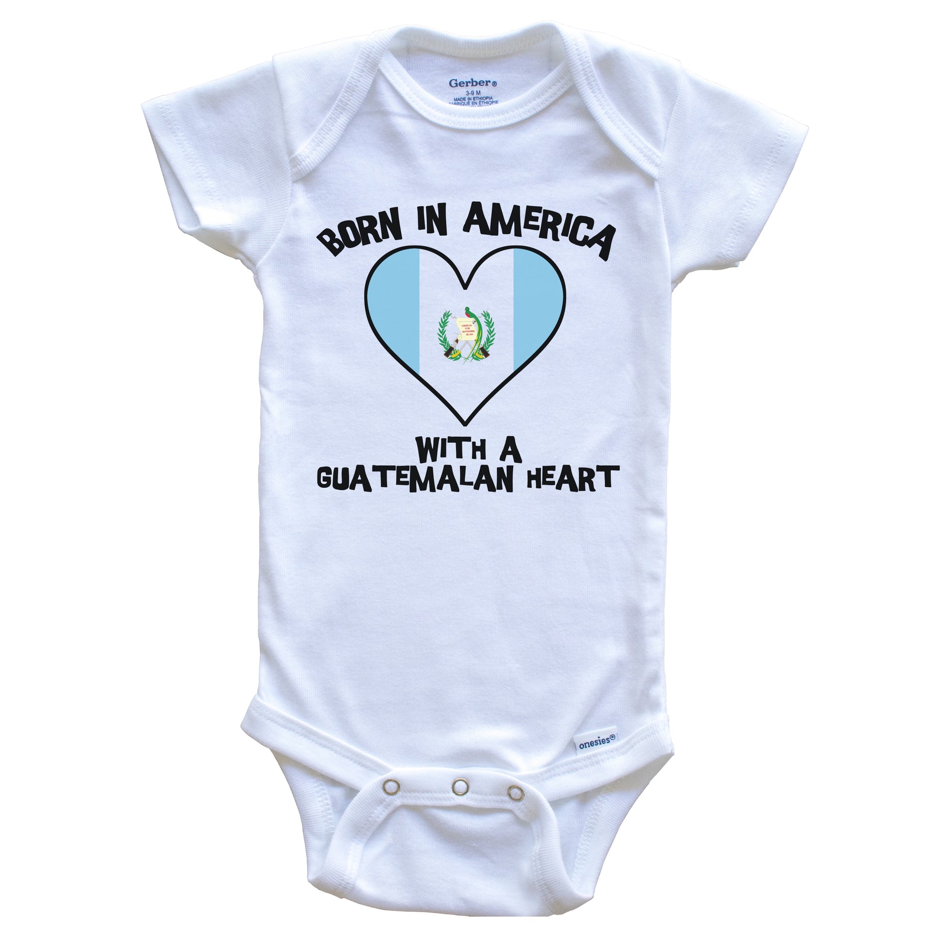 Born In America With A Guatemalan Heart Baby Onesie Guatemala Flag Baby Bodysuit