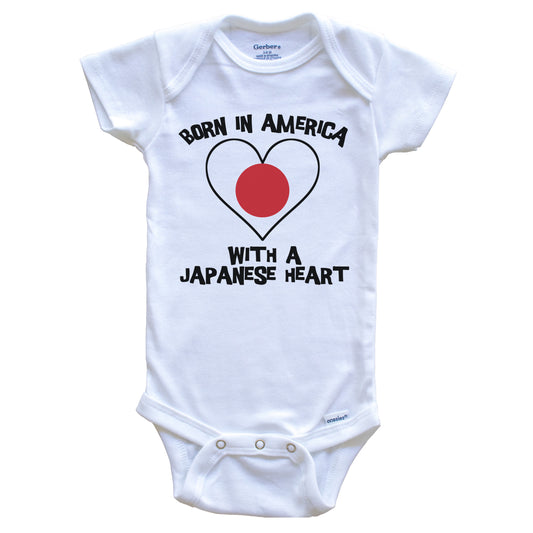 Born In America With A Japanese Heart Baby Onesie Japan Flag Baby Bodysuit