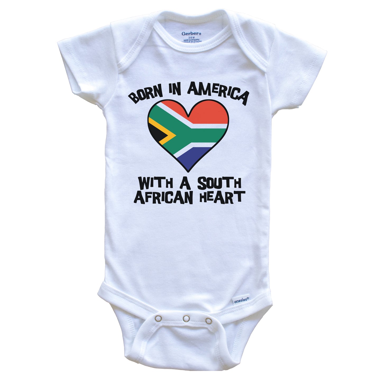 Born In America With A South African Heart Baby Onesie South Africa Flag Baby Bodysuit