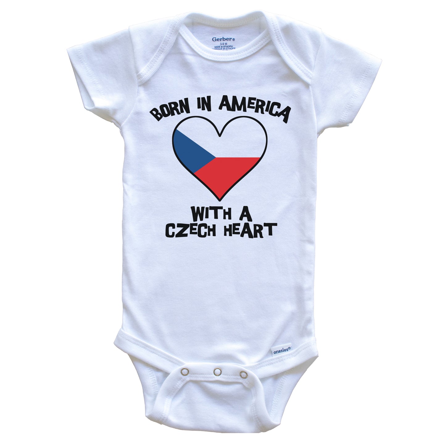 Born In America With A Czech Heart Baby Onesie Czech Republic Flag Baby Bodysuit