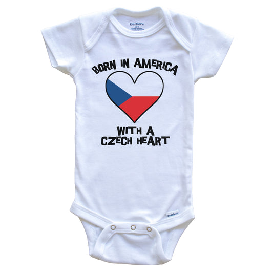 Born In America With A Czech Heart Baby Onesie Czech Republic Flag Baby Bodysuit