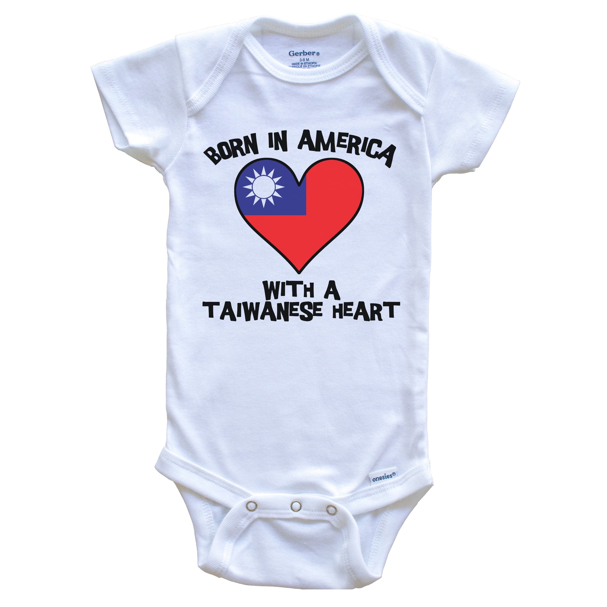 Born In America With A Taiwanese Heart Baby Onesie Taiwan Flag Baby Bodysuit