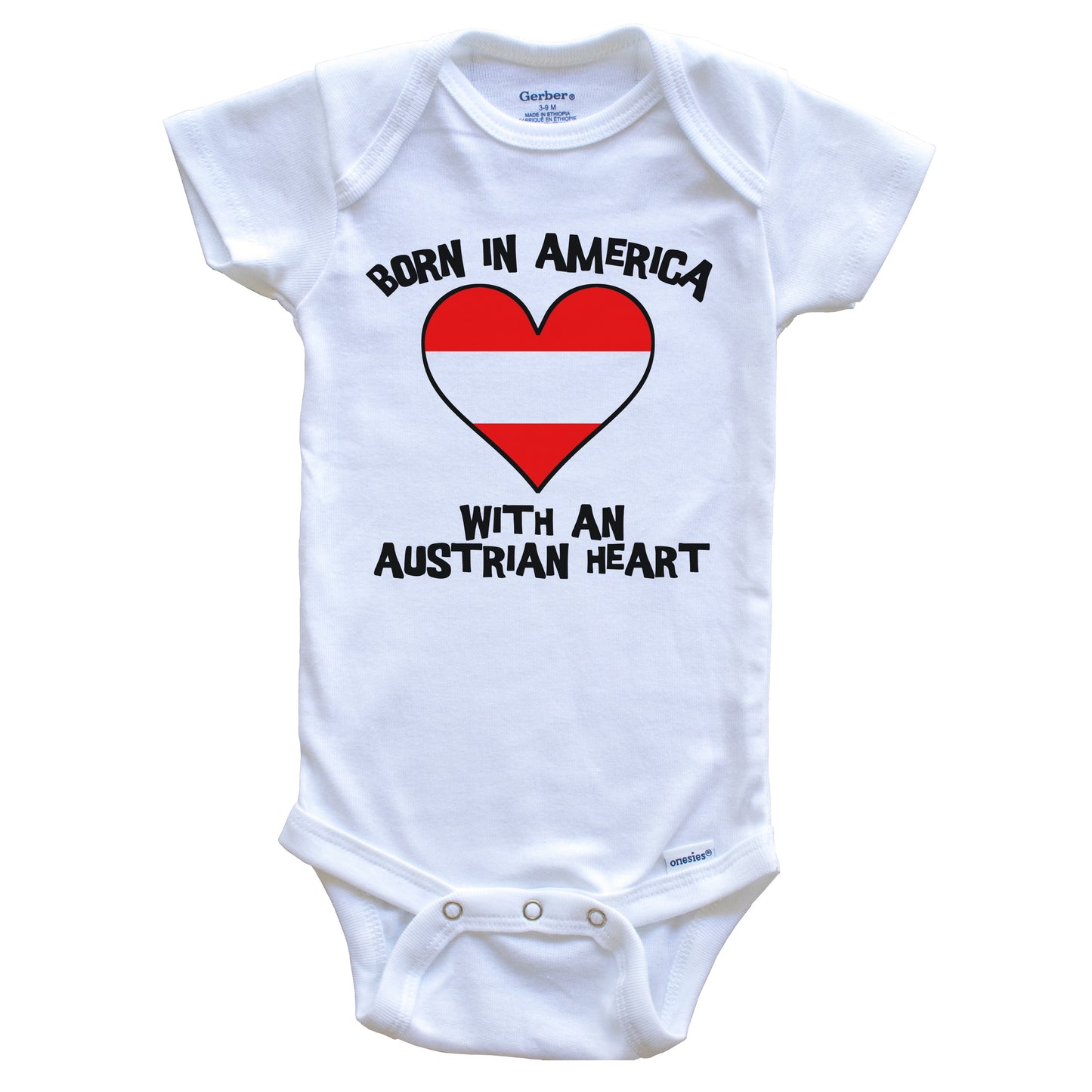 Born In America With An Austrian Heart Baby Onesie Austria Flag Baby Bodysuit