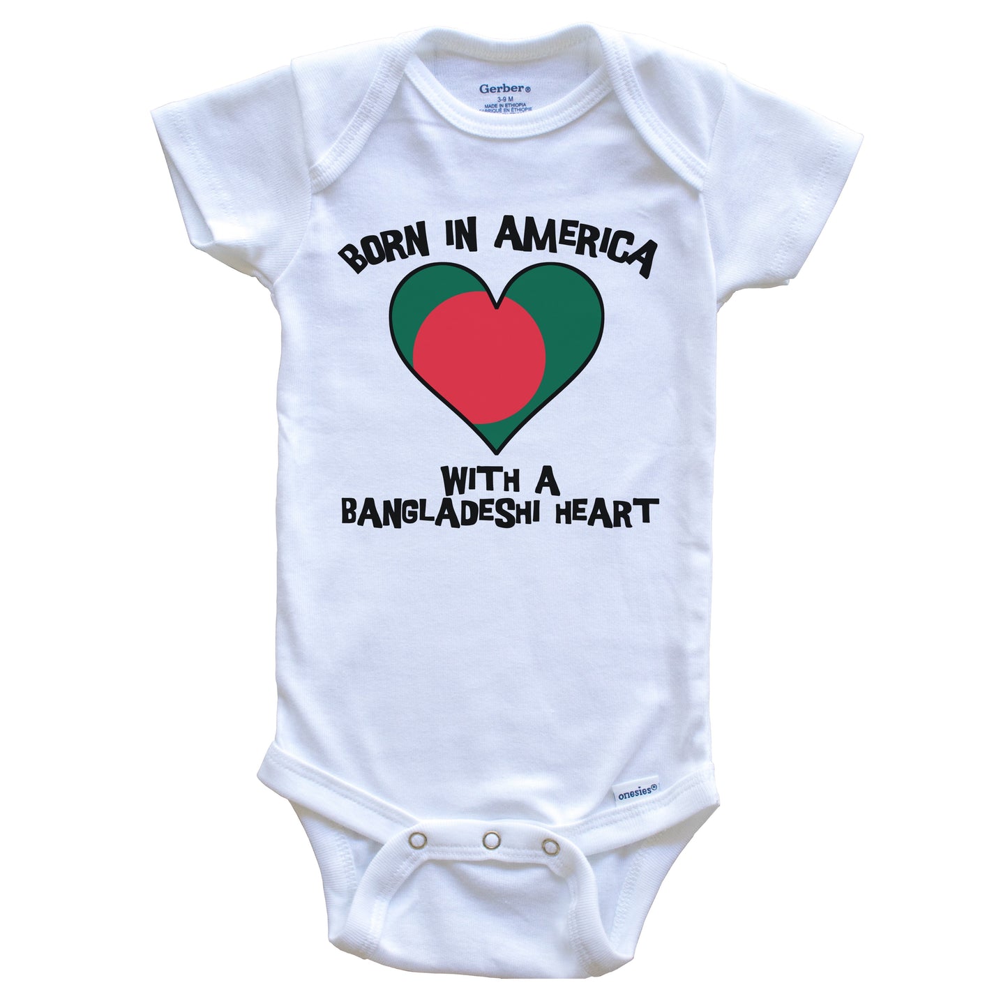 Born In America With A Bangladeshi Heart Baby Onesie Bangladesh Flag Baby Bodysuit