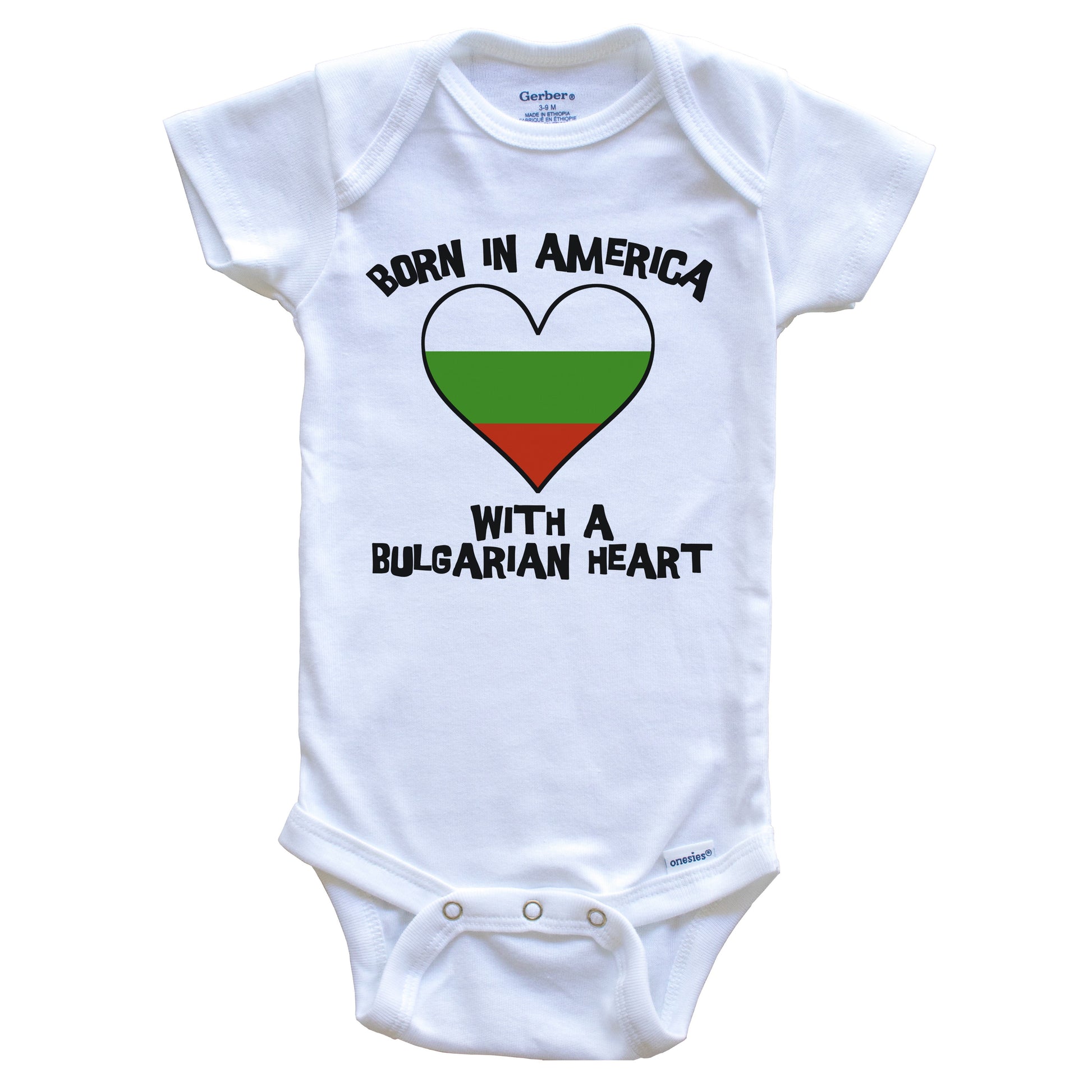 Born In America With A Bulgarian Heart Baby Onesie Bulgaria Flag Baby Bodysuit