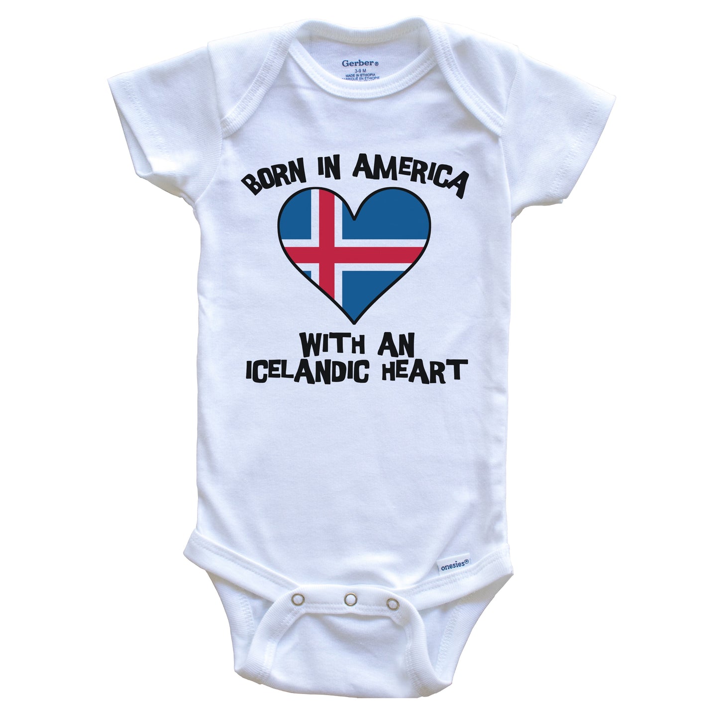 Born In America With An Icelandic Heart Baby Onesie Iceland Flag Baby Bodysuit