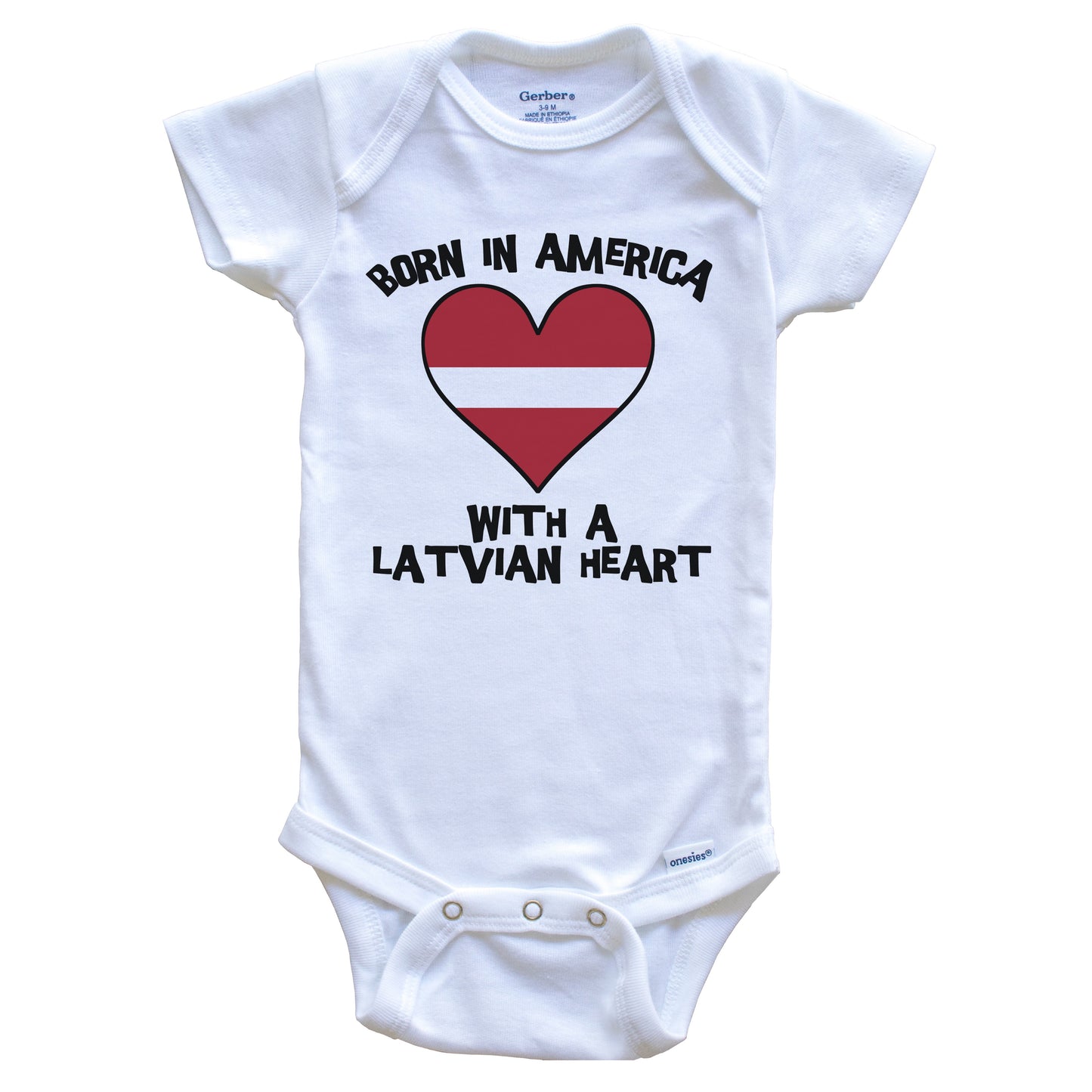 Born In America With A Latvian Heart Baby Onesie Latvia Flag Baby Bodysuit