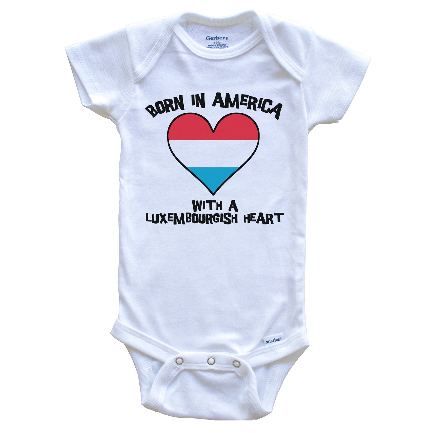 Born In America With A Luxembourgish Heart Baby Onesie Luxembourg Flag Baby Bodysuit