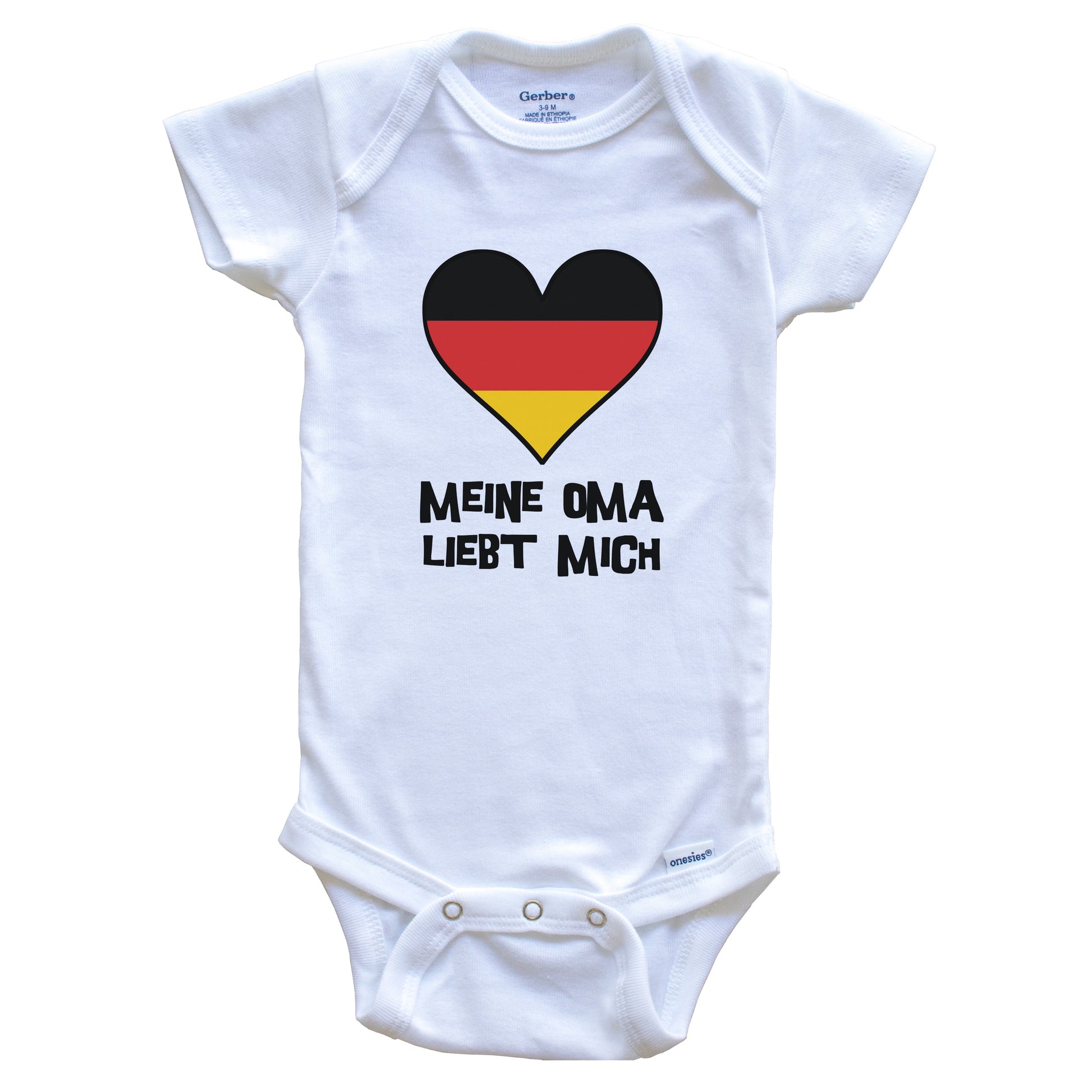 My Grandma Loves Me German Language Germany Flag Heart Baby Onesie - Meine Oma liebt mich