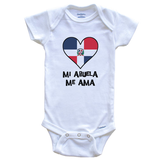 My Grandma Loves Me Spanish Language Dominican Republic Flag Heart Baby Onesie - Mi abuela me ama