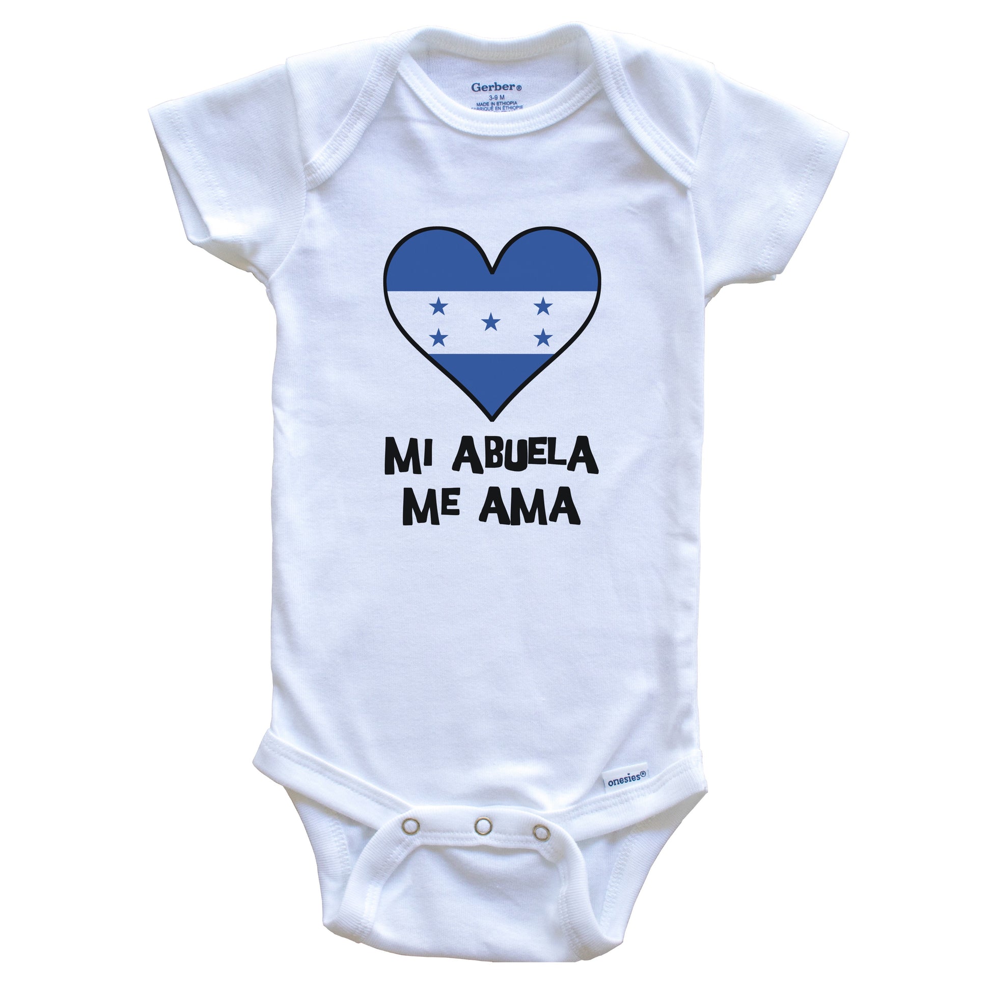 My Grandma Loves Me Spanish Language Honduras Flag Heart Baby Onesie - Mi abuela me ama