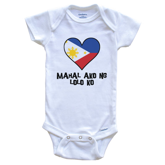 My Grandpa Loves Me Filipino Language Philippines Flag Heart Baby Onesie - Mahal ako ng lolo ko