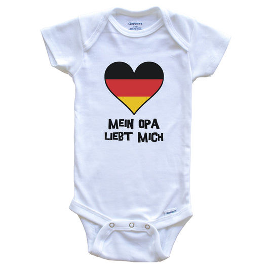 My Grandpa Loves Me German Language Germany Flag Heart Baby Onesie - Mein Opa liebt mich