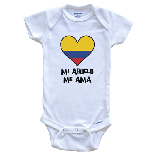 My Grandpa Loves Me Spanish Language Colombia Flag Heart Baby Onesie - Mi abuelo me ama