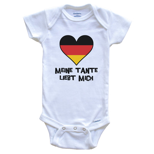 My Aunt Loves Me German Language Germany Flag Heart Baby Onesie - Meine Tante liebt mich