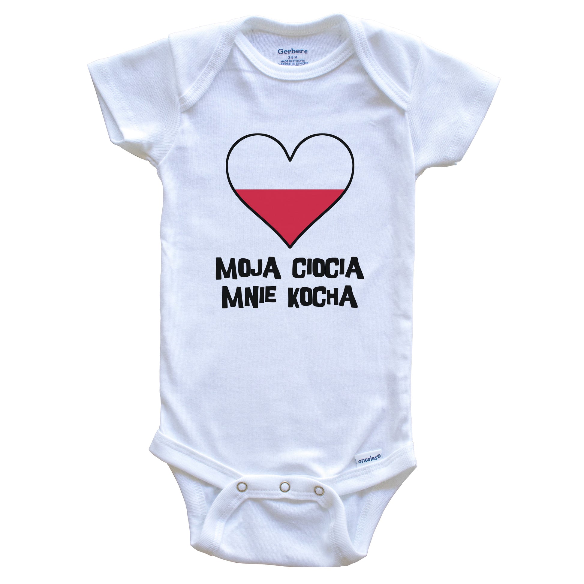 My Aunt Loves Me Polish Language Poland Flag Heart Baby Onesie - Moja ciocia mnie kocha