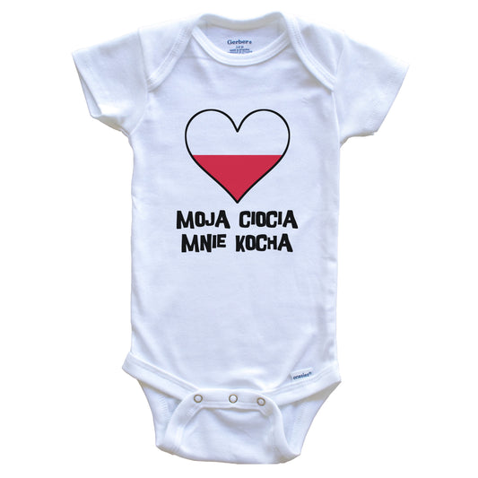 My Aunt Loves Me Polish Language Poland Flag Heart Baby Onesie - Moja ciocia mnie kocha