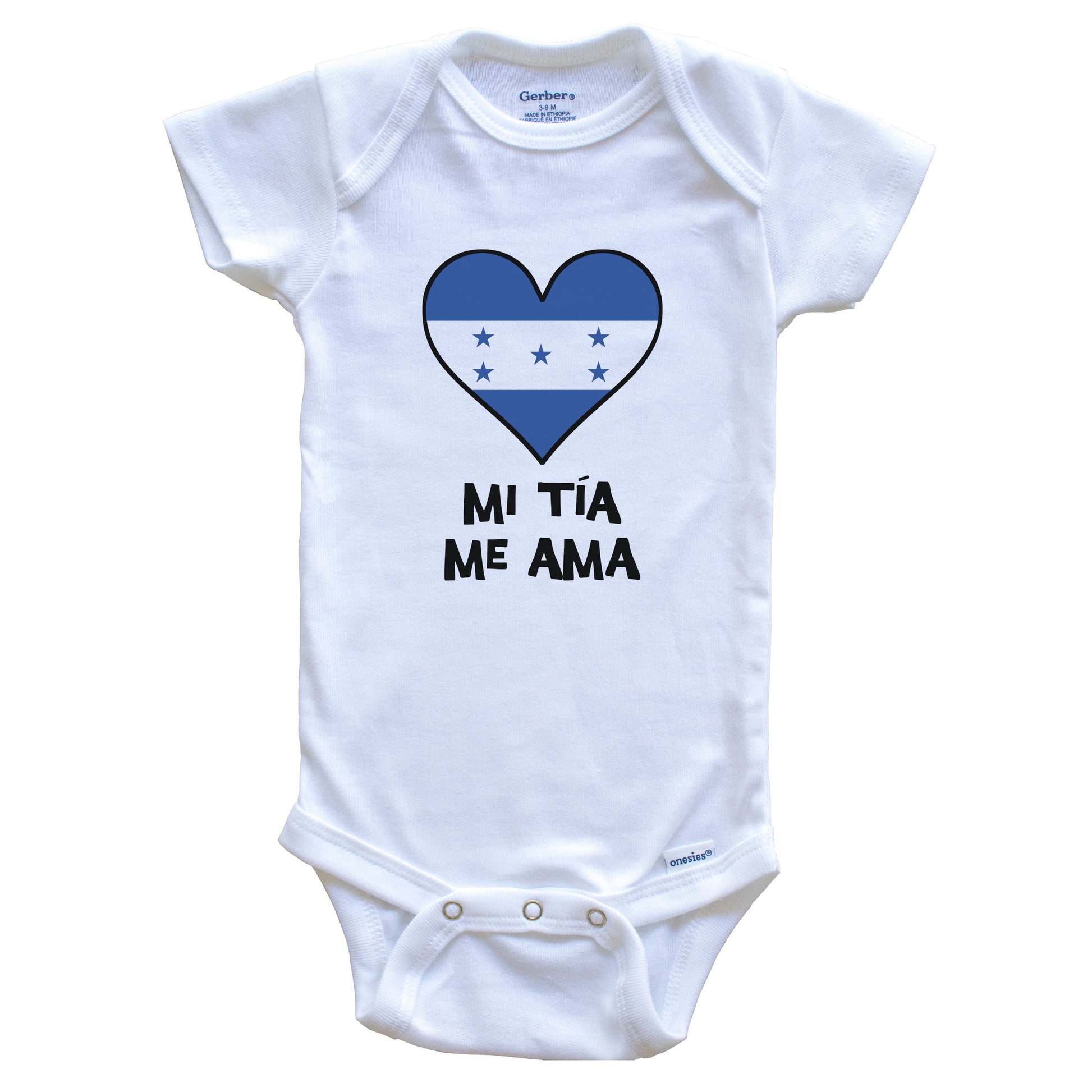 My Aunt Loves Me Spanish Language Honduras Flag Heart Baby Onesie - Mi tía me ama