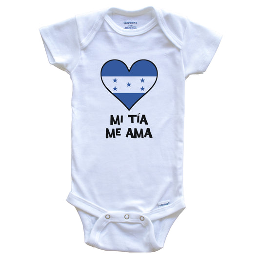 My Aunt Loves Me Spanish Language Honduras Flag Heart Baby Onesie - Mi tía me ama