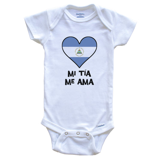 My Aunt Loves Me Spanish Language Nicaragua Flag Heart Baby Onesie - Mi tía me ama