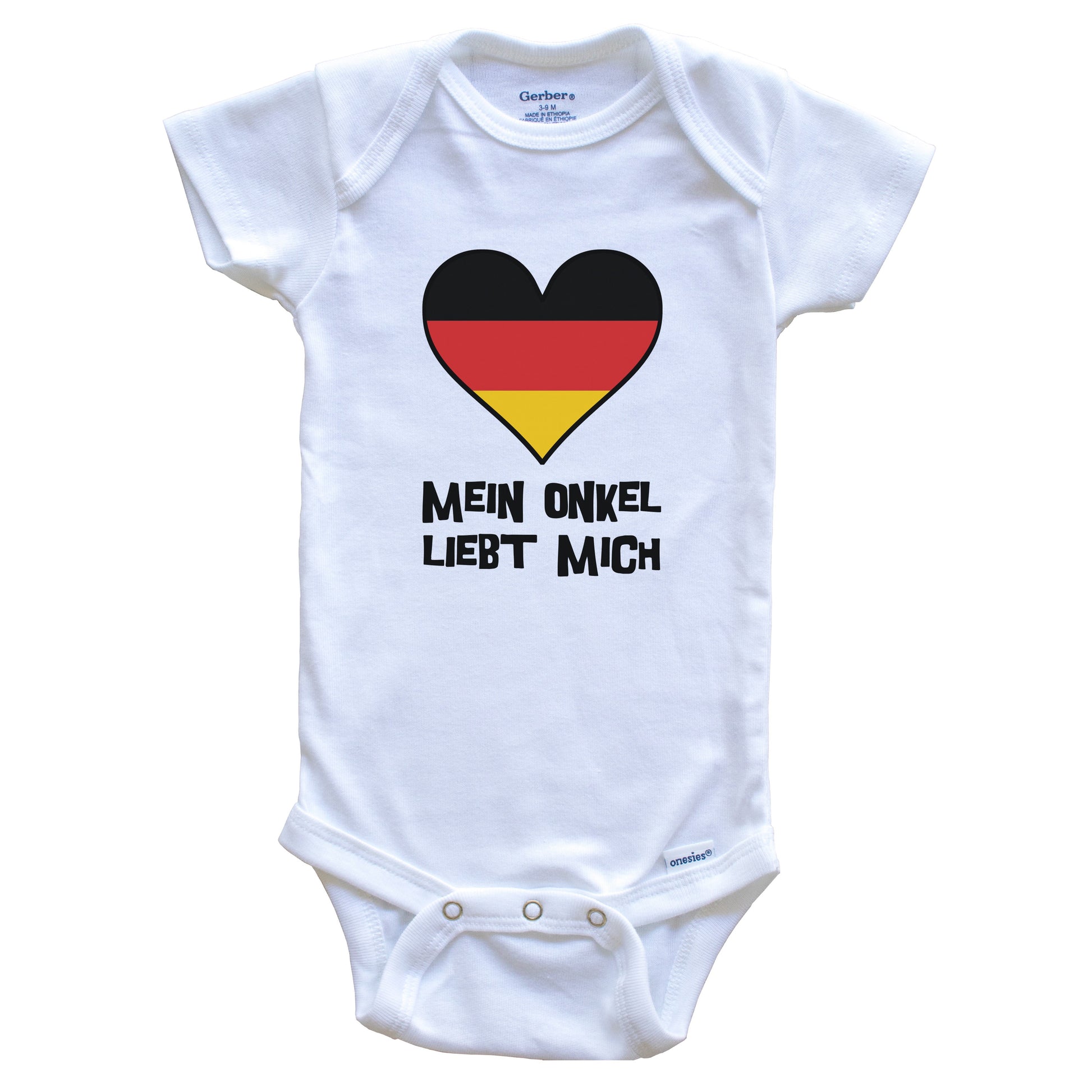 My Uncle Loves Me German Language Germany Flag Heart Baby Onesie - Mein Onkel liebt mich