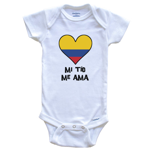 My Uncle Loves Me Spanish Language Colombia Flag Heart Baby Onesie - Mi tío me ama