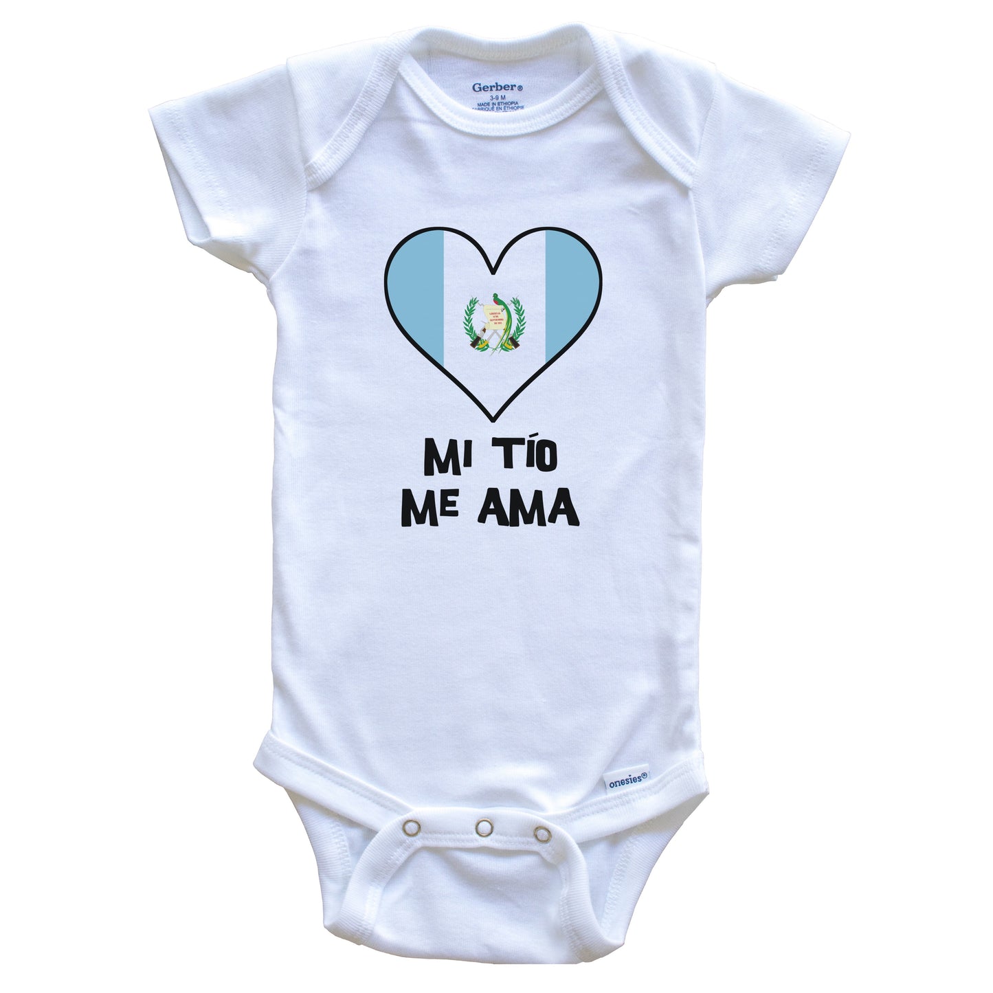 My Uncle Loves Me Spanish Language Guatemala Flag Heart Baby Onesie - Mi tío me ama