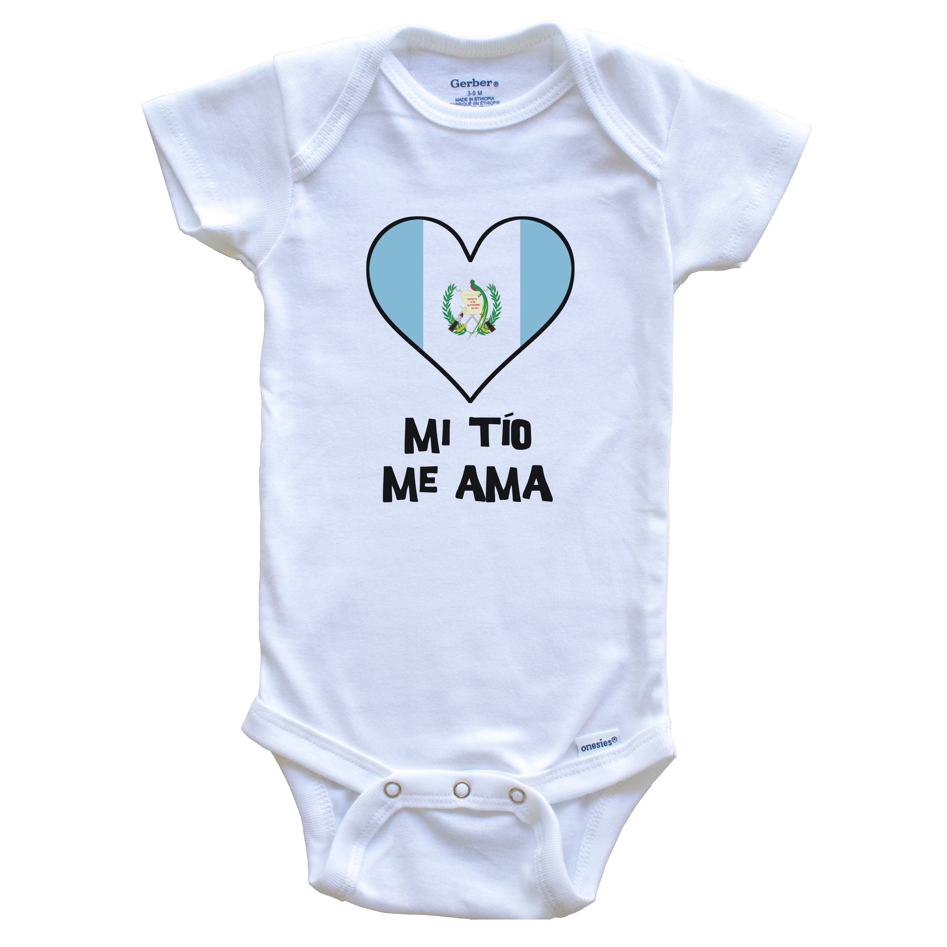 My Uncle Loves Me Spanish Language Guatemala Flag Heart Baby Onesie - Mi tío me ama