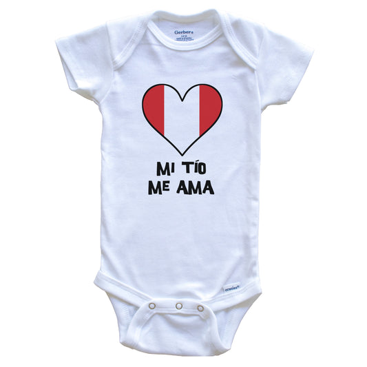 My Uncle Loves Me Spanish Language Peru Flag Heart Baby Onesie - Mi tío me ama