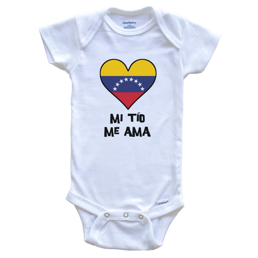 My Uncle Loves Me Spanish Language Venezuela Flag Heart Baby Onesie - Mi tío me ama