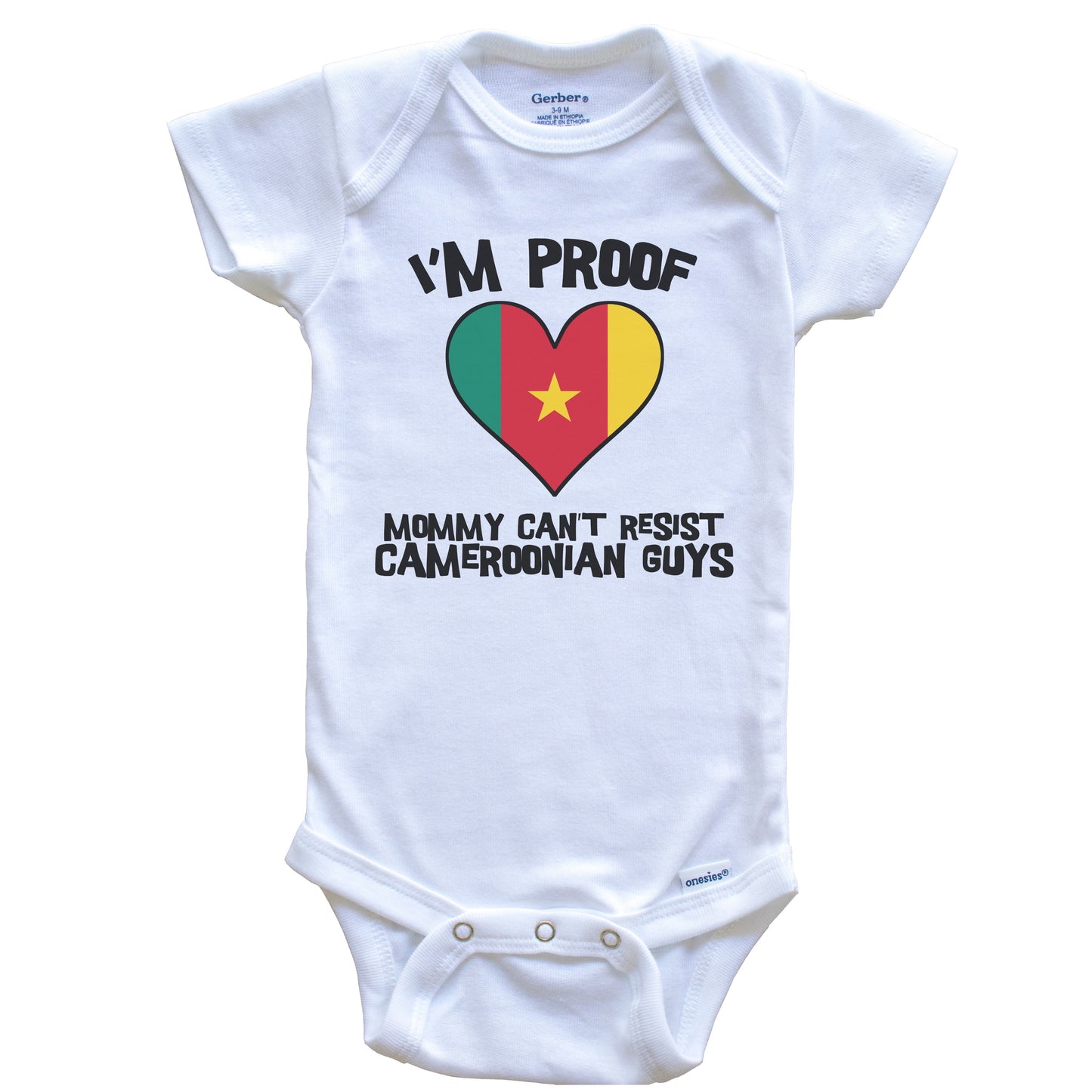 I'm Proof Mommy Can't Resist Cameroonian Guys Cameroon Flag Heart Baby Onesie