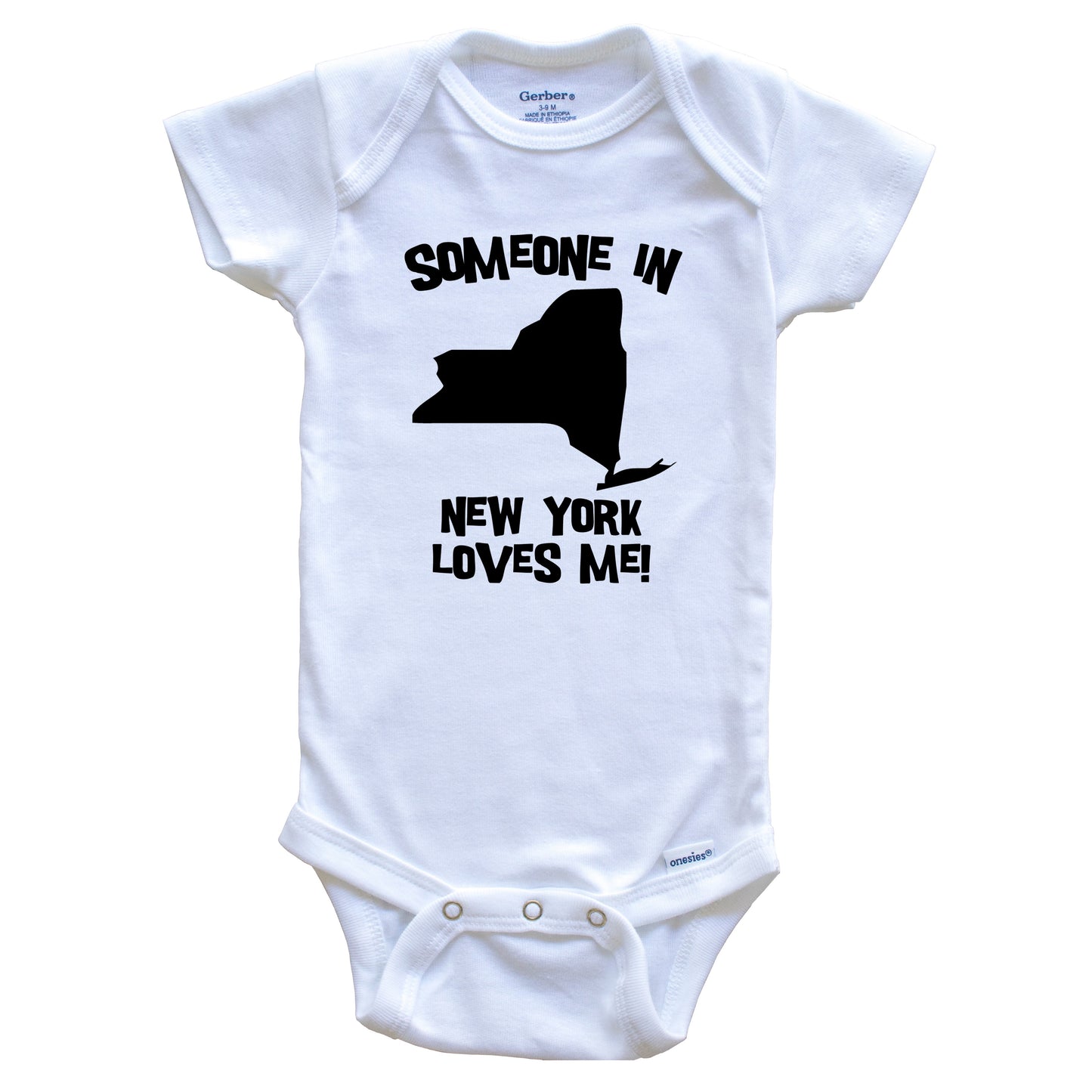 Someone In New York Loves Me State Silhouette Cute Baby Onesie - One Piece Baby Bodysuit