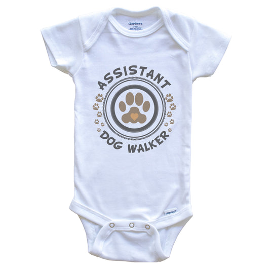 Assistant Dog Walker Paw Prints Cute Baby Onesie - One Piece Baby Bodysuit