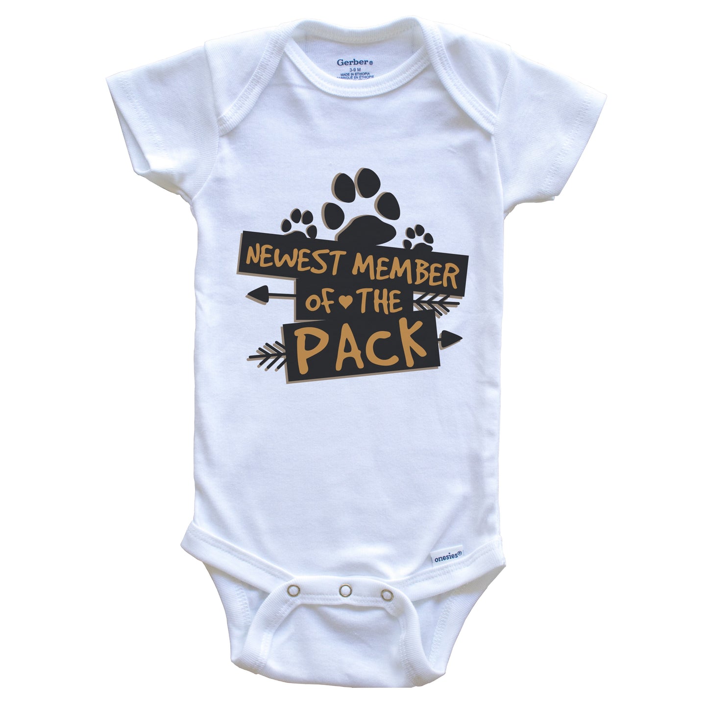 Newest Member Of The Pack Cute Dog Themed Baby Onesie - One Piece Baby Bodysuit