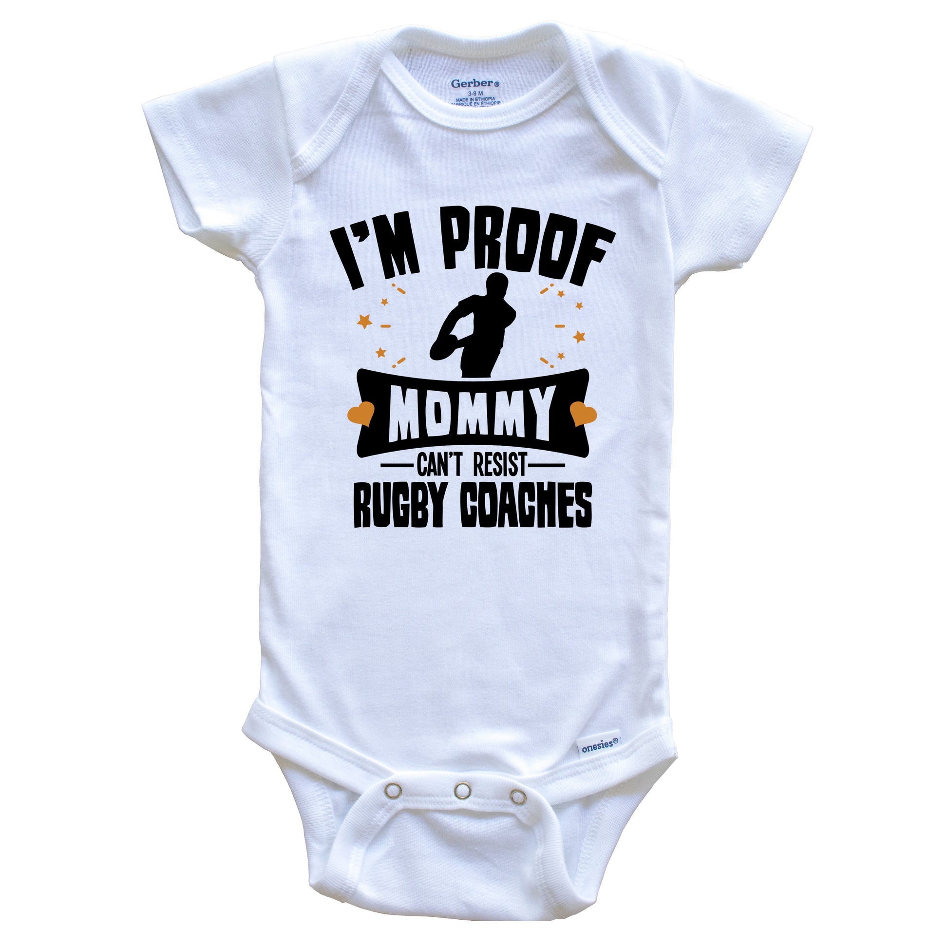 Funny Rugby Onesie - I'm Proof Mommy Can't Resist Rugby Coaches Baby Bodysuit