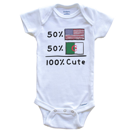 50% American 50% Algerian 100% Cute Algeria USA Flags Baby Onesie
