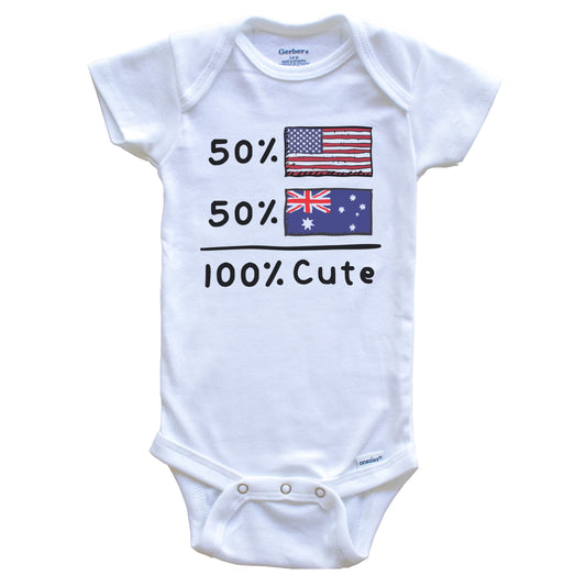 50% American 50% Australian 100% Cute Australia USA Flags Baby Onesie