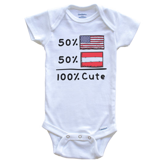 50% American 50% Austrian 100% Cute Austria USA Flags Baby Onesie
