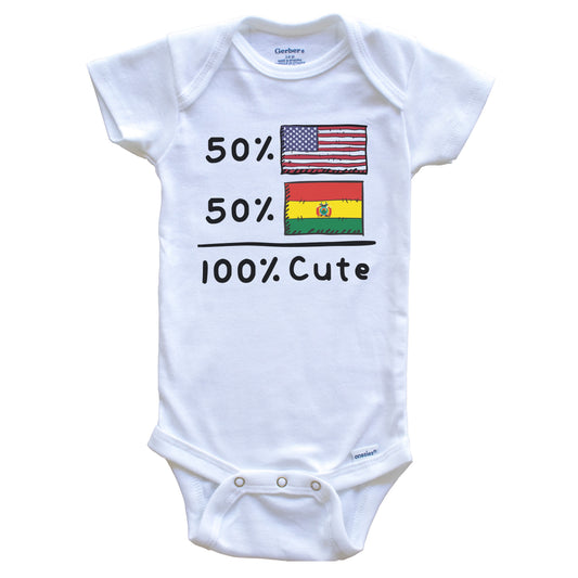 50% American 50% Bolivian 100% Cute Bolivia USA Flags Baby Onesie