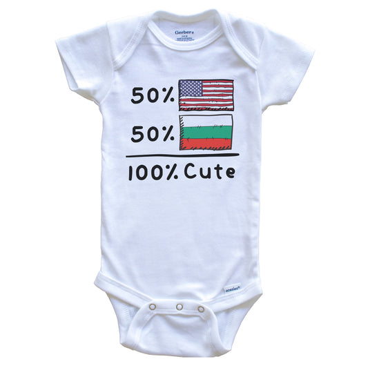 50% American 50% Bulgarian 100% Cute Bulgaria USA Flags Baby Onesie