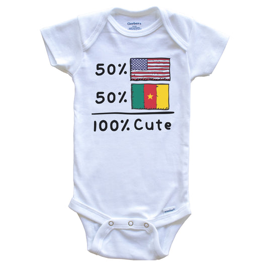 50% American 50% Cameroonian 100% Cute Cameroon USA Flags Baby Onesie