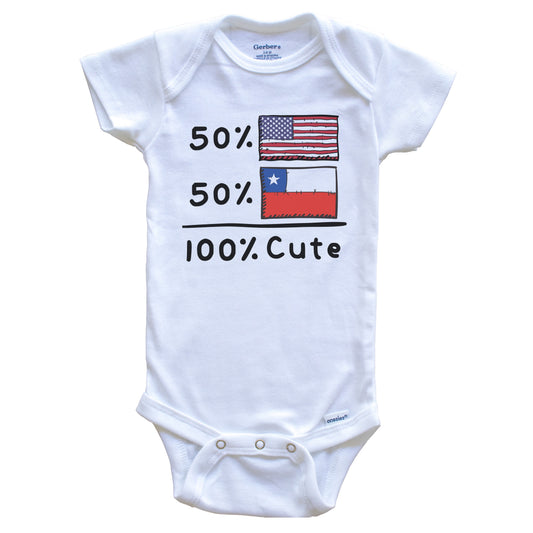 50% American 50% Chilean 100% Cute Chile USA Flags Baby Onesie