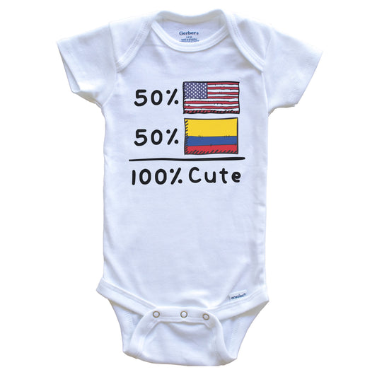 50% American 50% Colombian 100% Cute Colombia USA Flags Baby Onesie