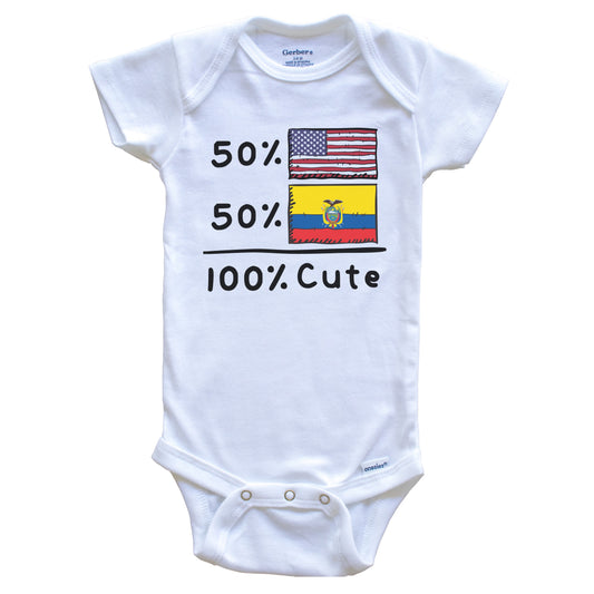 50% American 50% Ecuadorian 100% Cute Ecuador USA Flags Baby Onesie