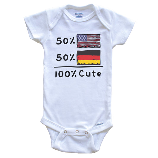 50% American 50% German 100% Cute Germany USA Flags Baby Onesie