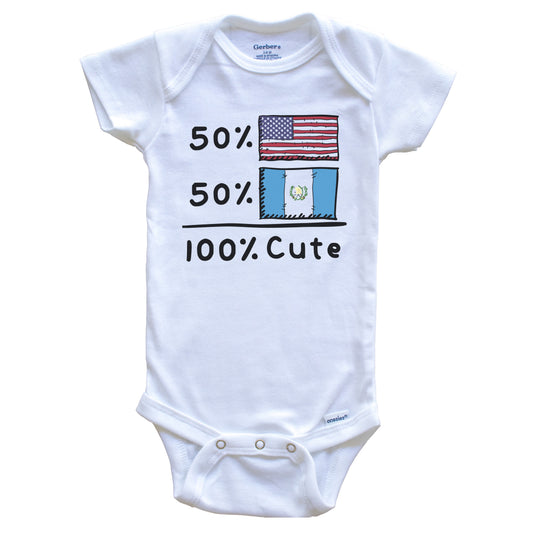 50% American 50% Guatemalan 100% Cute Guatemala USA Flags Baby Onesie