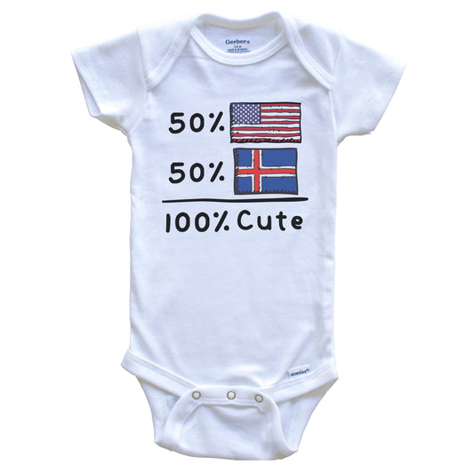 50% American 50% Icelandic 100% Cute Iceland USA Flags Baby Onesie