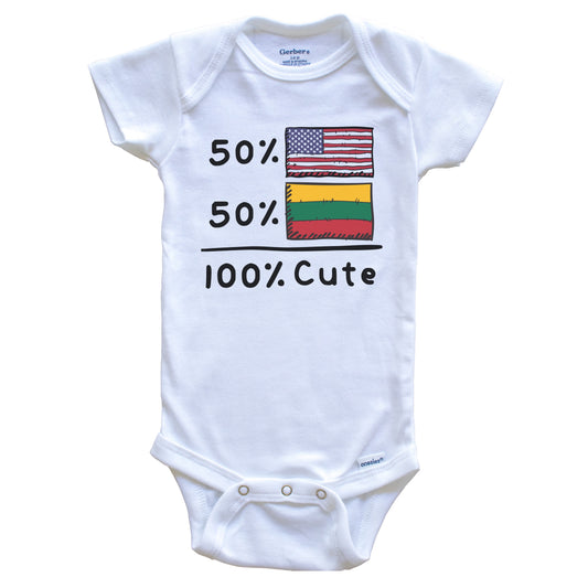 50% American 50% Lithuanian 100% Cute Lithuania USA Flags Baby Onesie