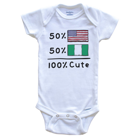 50% American 50% Nigerian 100% Cute Nigeria USA Flags Baby Onesie